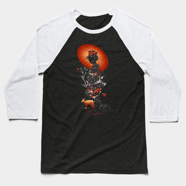 Geisha Nature Baseball T-Shirt by nicebleed